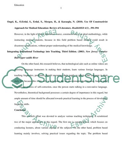 Constructivism and Problem Based Learning