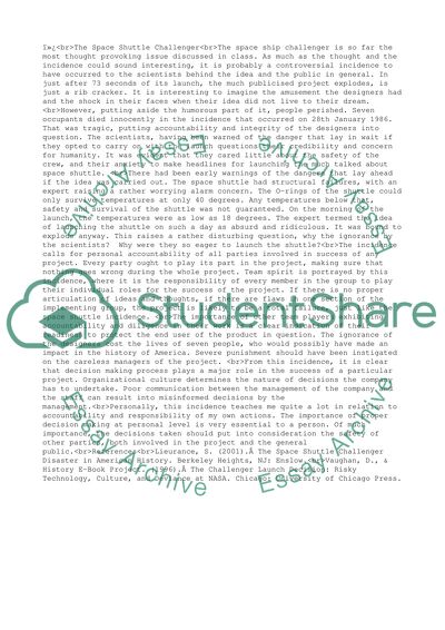 The Space Shuttle Challenger