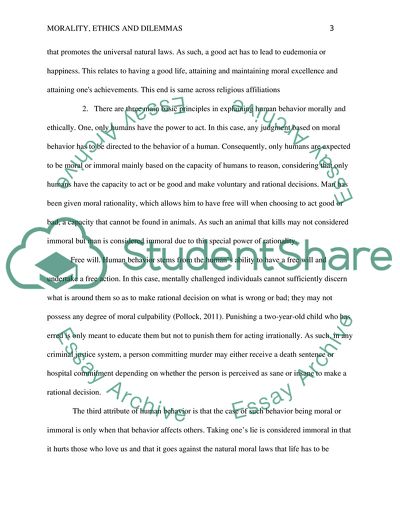 Morality, Ethics and Dilemmas