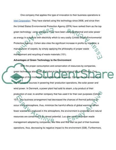 Positional argument: Green technologies