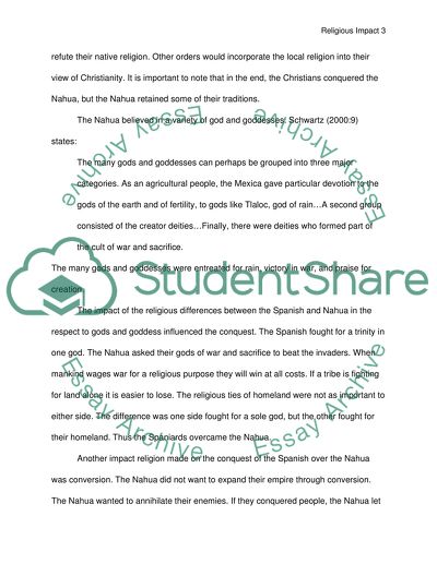 Religious Impact on the Spanish and Nahua Concerning the Conquest of Mexico