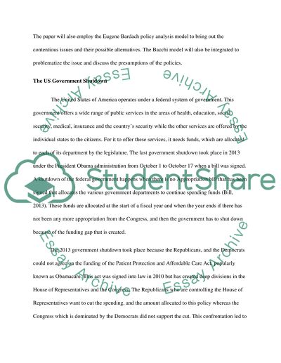 Specific public policy case in USA during the government shutdown