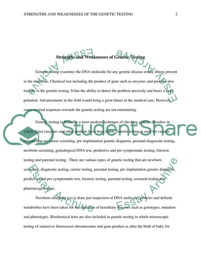 Strengths and Weaknesses of Genetic Testing