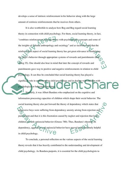 Social learning theory in child psychology