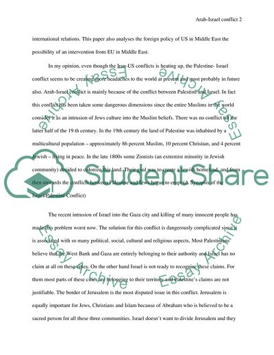 The Middle East and International Relations: Arab-Israel Conflict