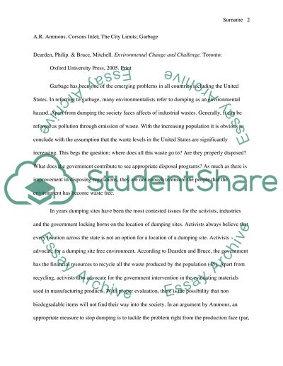 Annotated Bibliograpy. Environmental Change and Challenge