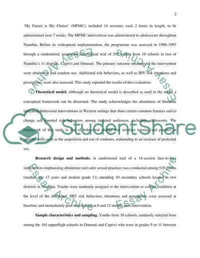 HIV Risk-Reduction Intervention among Namibian Youth