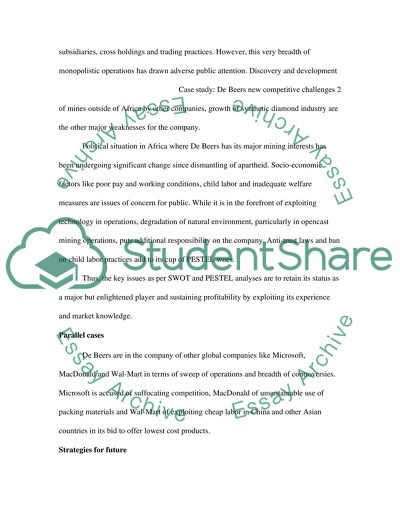 New Competitiveness Challenges of de Beers Company