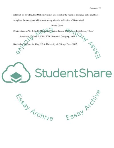 The Analysis of Oedipus Riddle of Existence