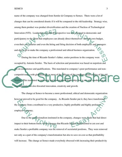 Analysis of Semco Company