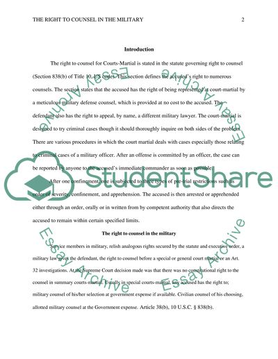 The Right to Counsel in the Military