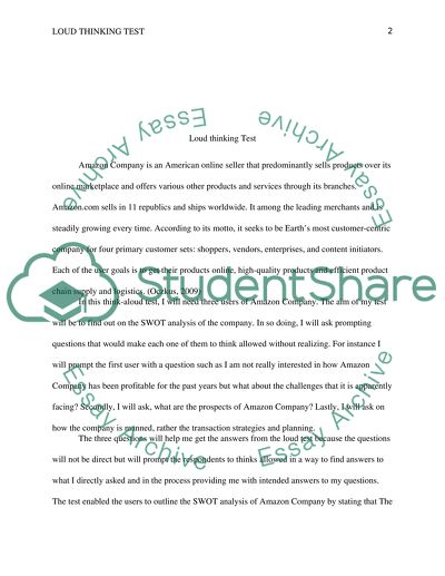 Loud Thinking Test of Amazon Company