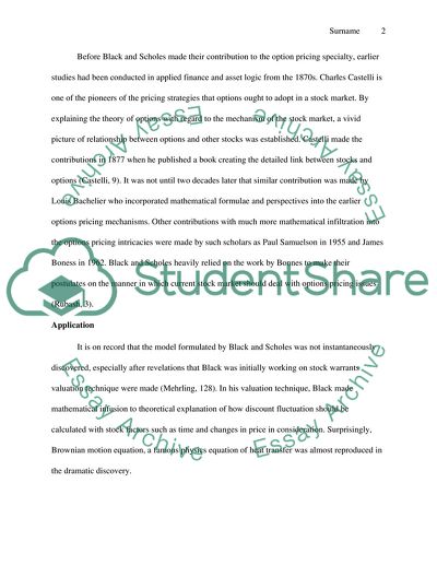 The Black-Scholes Model and Pricing