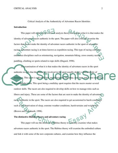 Critical Analysis of the Authenticity of Adventure Racers Identities