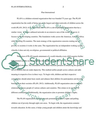 The PLAN International Organization Activities