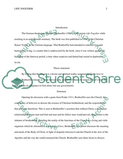 Life Together by Dietrich Bonhoeffer