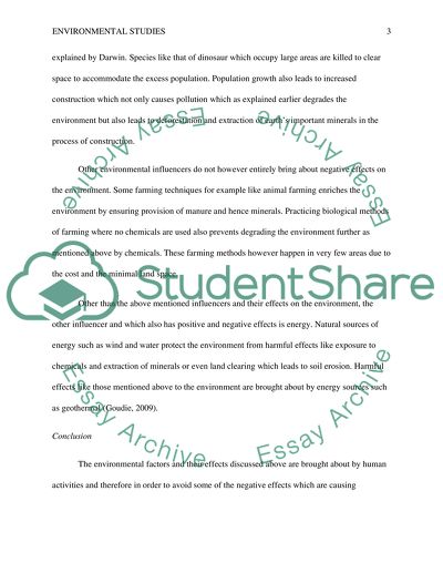 Effects on environment