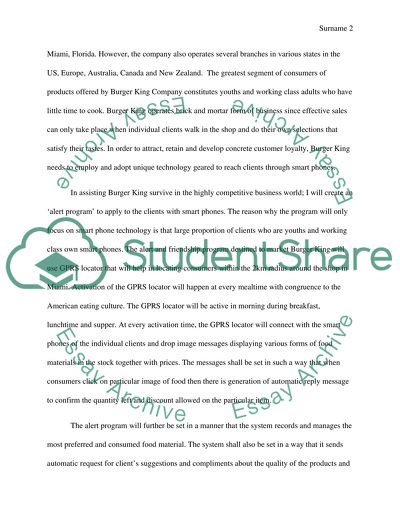 Place Assignment: Burger King