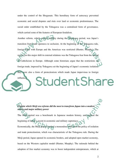 Explain which early Tokugawa reforms did the most to stabilize Japan and perpetuate Tokugawa rule