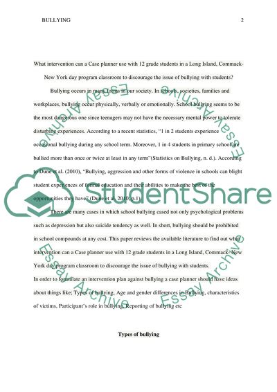 Bullying. Types of bullying. Age and gender differences in Bullying