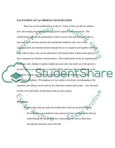 The USA Patriot Act as a Threat