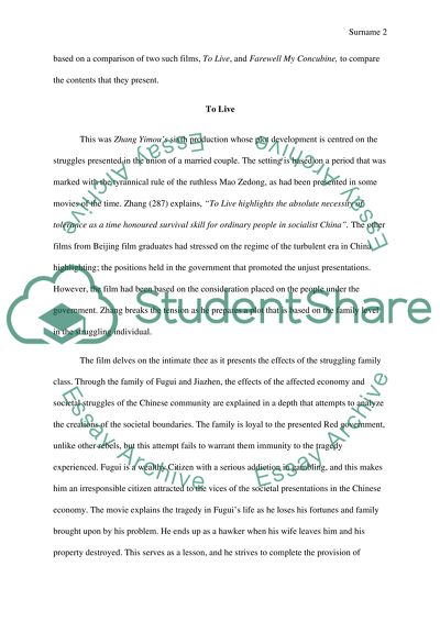 Comparison of To Live and farewell to my concubine