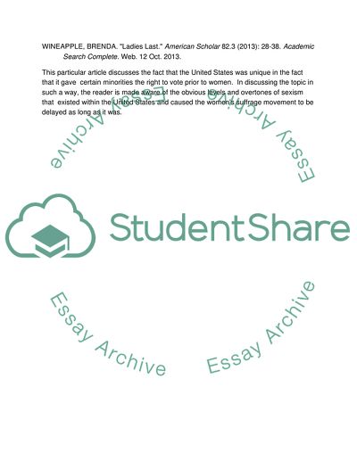 WOMANS SUFFRAGE MOVMENT