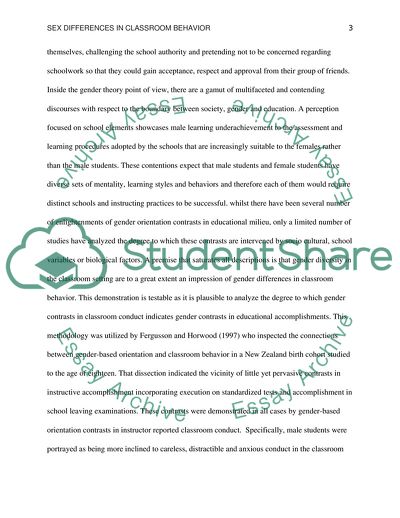 Sex Differences in Classroom Behavior