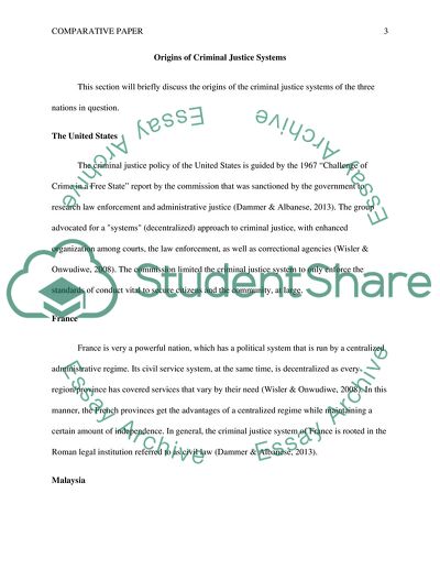 Criminal Justice Systems in the United States, France and Malaysia
