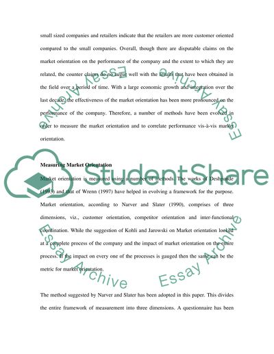 Market Orientation of a Firm