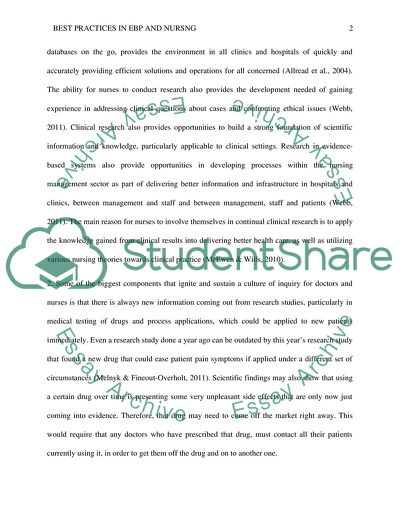 Understanding Best Methods in Evidence-Based Practices in Healthcare and for Nurses