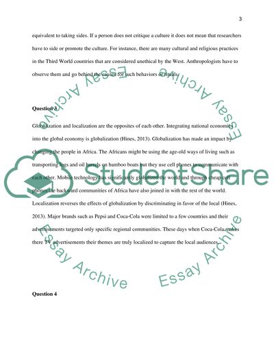 Cultural Anthropology, Globalization and Localization