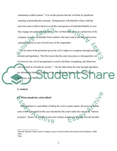 Company Law: The Judiciary Should be Prepared to Lift the Corporate Veil in the Interests of Justice