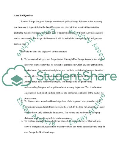 British Airways and Its Entry into Central and Eastern European Markets