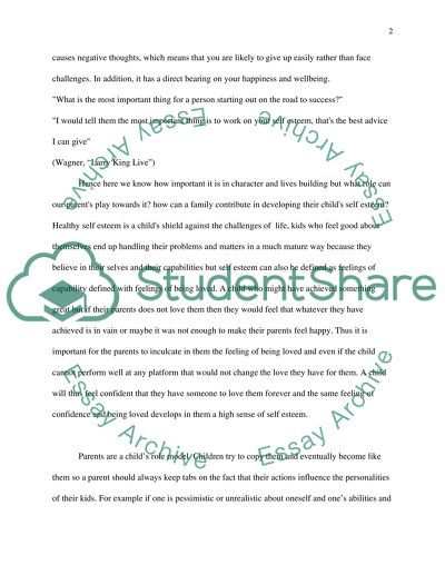 A Parents Role in the Development of Healthy Self Esteem