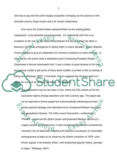 Book Review on All The Shahs Men by Stephen Kinzer