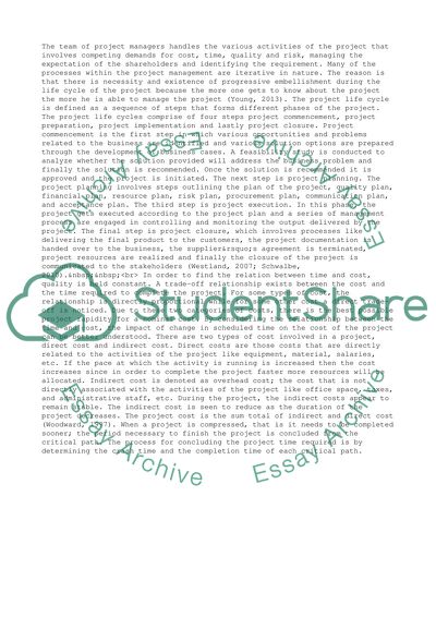 The Relationship and Usefulness of Time, Cost and Quality behind the Success of Project