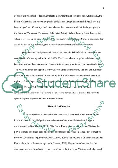 Executive Power in the United Kingdom Is Dominated by the Prime Minister