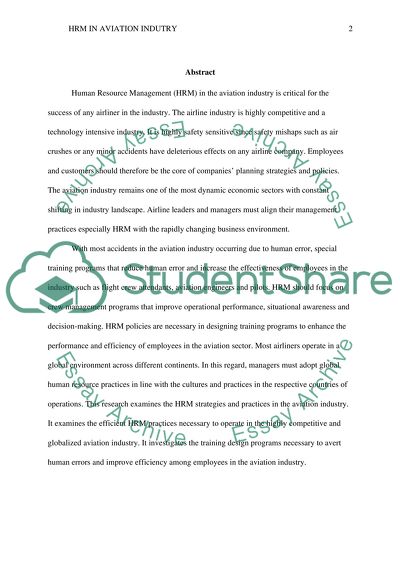 Global Human Resource Management in the Aviation Industry