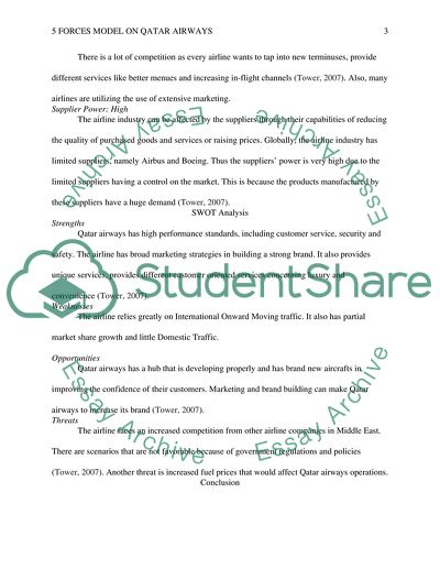 5 forces model on Qatar airways