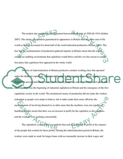 Why Did Capitalism First Appear in Britain, Rather than Any Other Area of the World