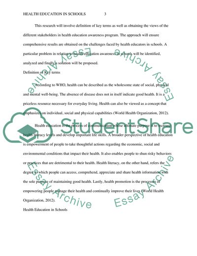 Improving Health Education Awareness in Schools