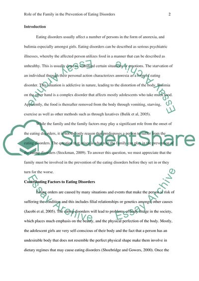 Role of the Family in the Prevention of Eating Disorders