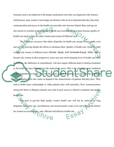 Womens Health. Health Care Disparity