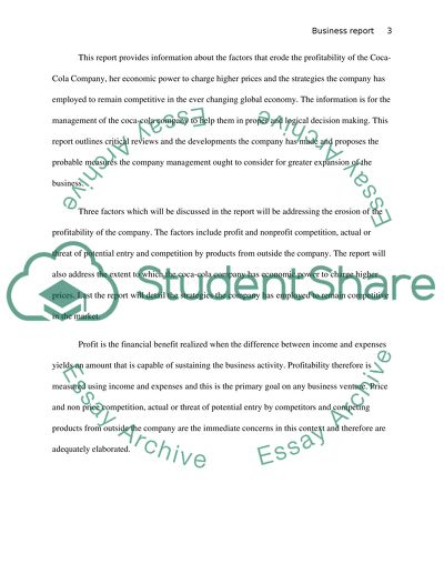 Business Report On Coca-cola Company