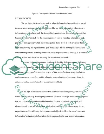 System Development Plan for The Fitness Centre