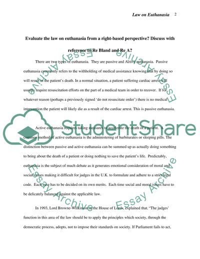 The Law on Euthanasia from a Right-Based Perspective