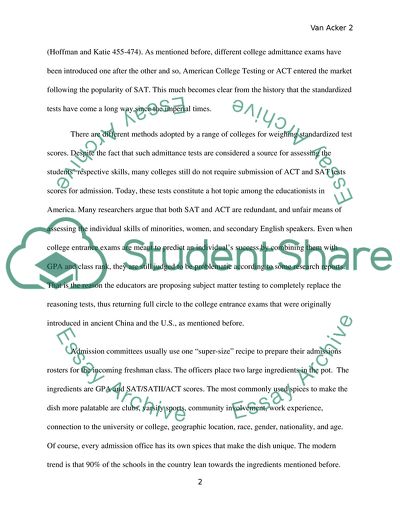 College Entrance Exams - Do They Predict Undergraduate Success