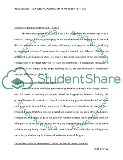 Theoretical Perspectives on Two Weeks Intervention