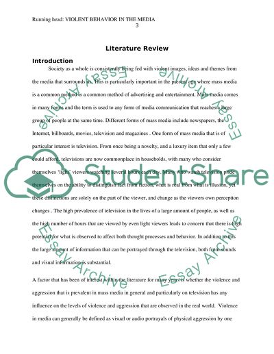 Violent Behavior in the Media and its impact on Violence in the Physical World